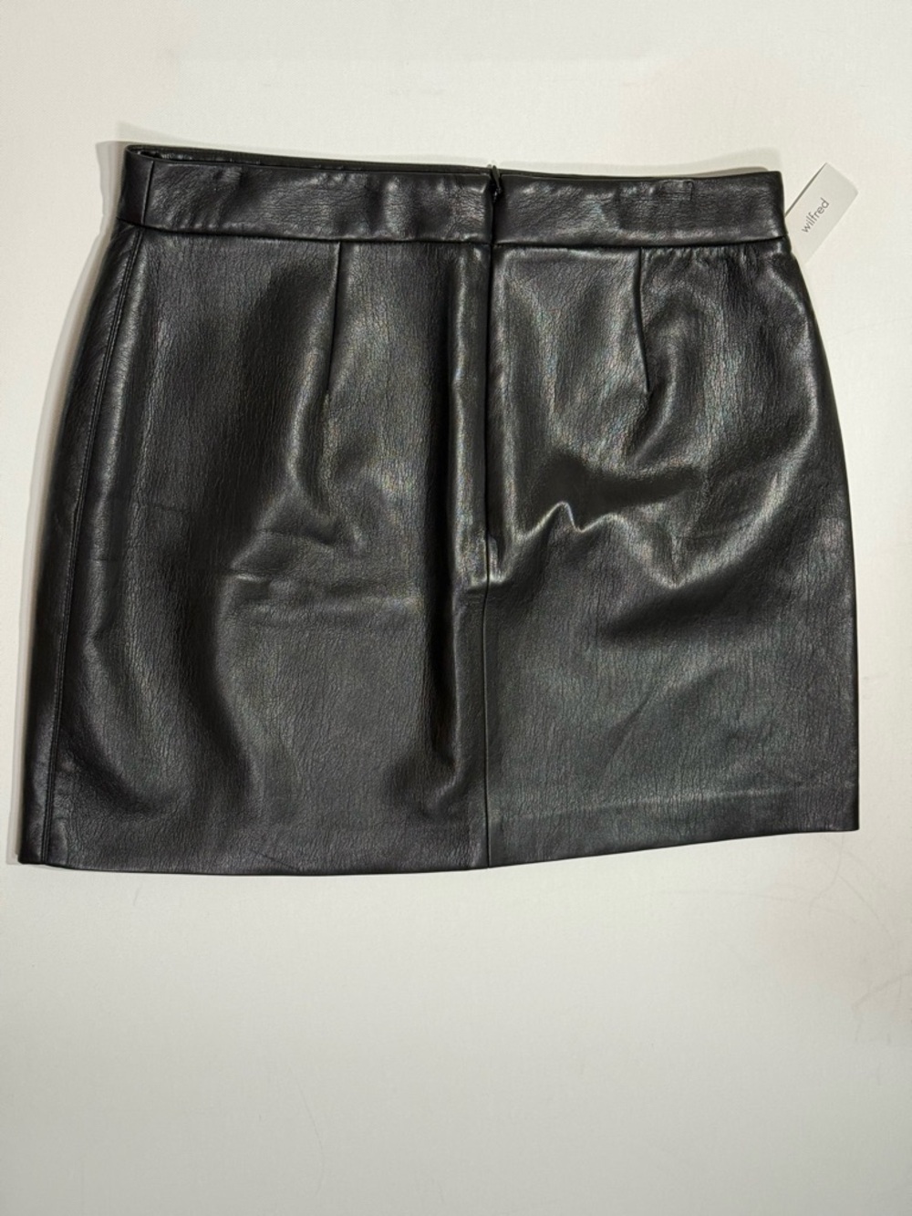 Wilfred Black Faux-Leather Mini Skirt with Front Seam